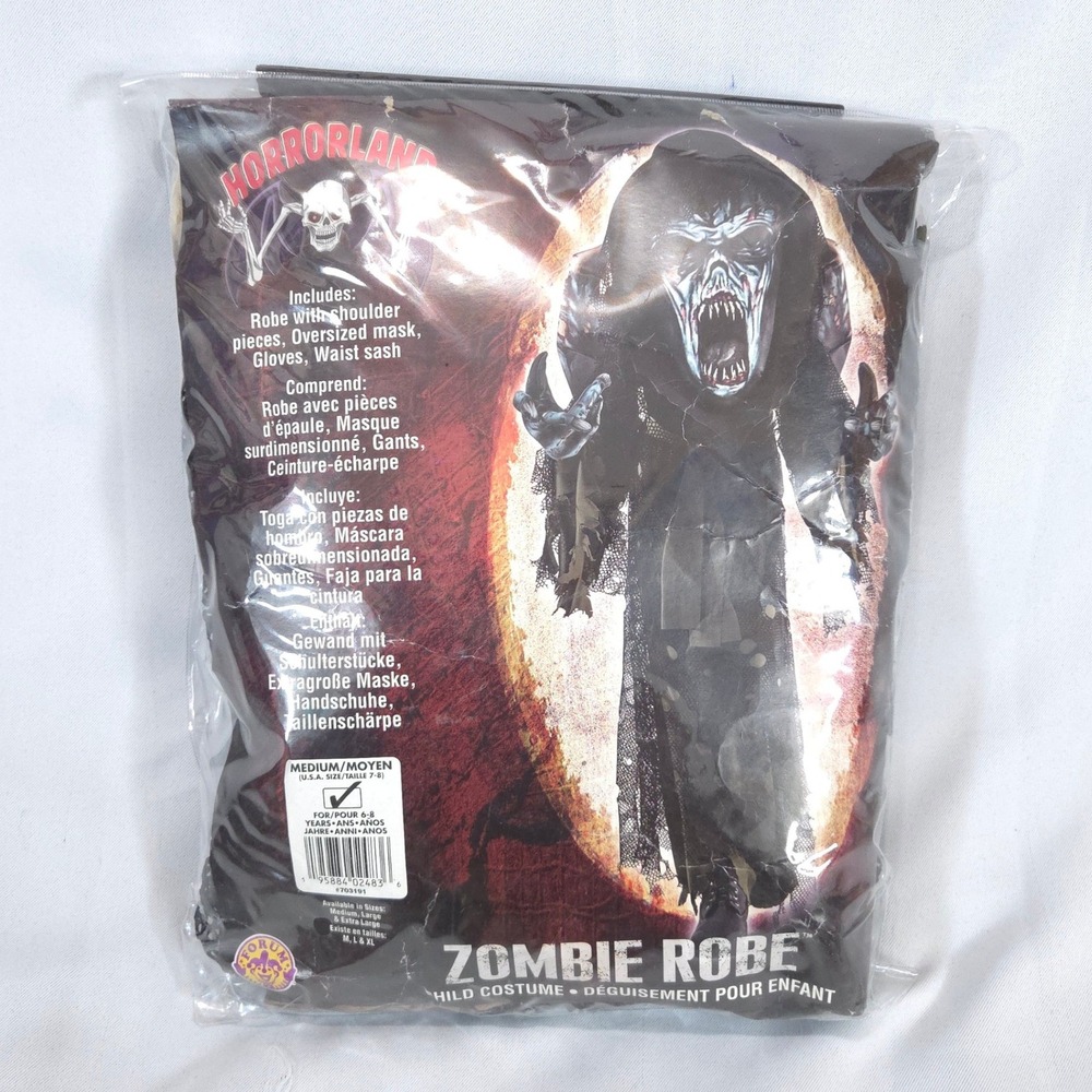 Rubies Zombie Robe Costume Kids M 6-8yr Horrorland Mask Gloves Halloween Creepy